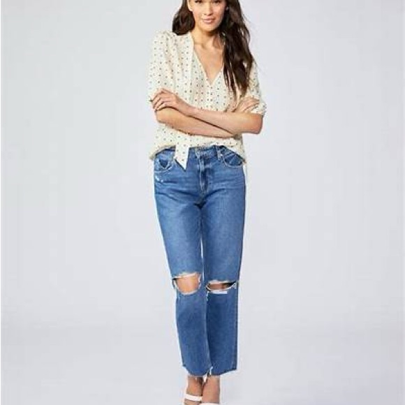PAIGE Denim - 🎉6X HP🎉 PAIGE Noella Destructed Cropped Straight Leg Jeans